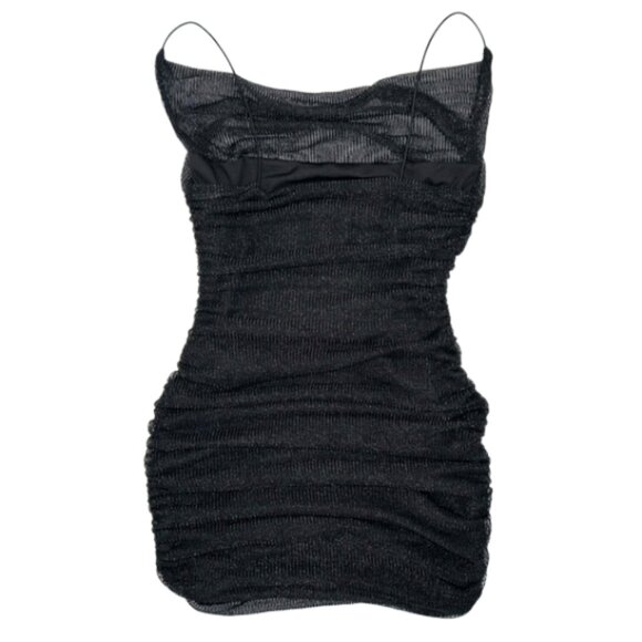 Hello Molly Party Fever Black Ruched Mini Dress S Shimmer Night Out - Picture 5 of 10